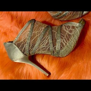 Silver stiletto booties